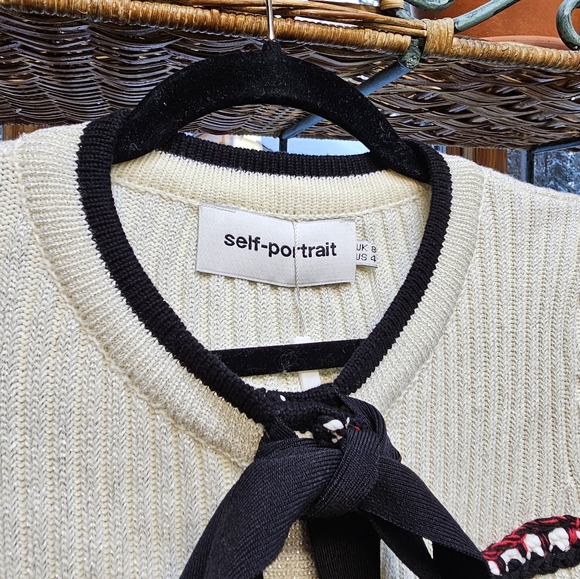 Self-Portrait Cream Knit Mini Dress - size small - Picture 3 of 16